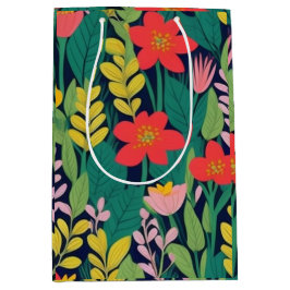 Dschungelflorale Blätter Mittlere Geschenktüte