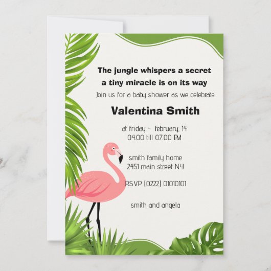 Dschungelflüster laden Babydusche ein Einladung (Vorderseite)