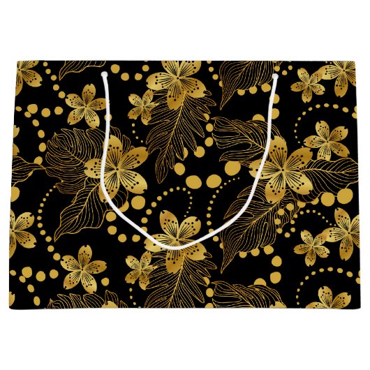 Dschungelförmige Blätter und Blume Große Geschenktüte (Vorderseite)