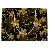 Dschungelförmige Blätter und Blume Große Geschenktüte (Rückseite)