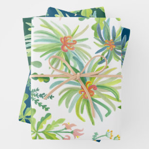 Dschungelgarten Aquarell Botanik Floral Geschenkpapier Set