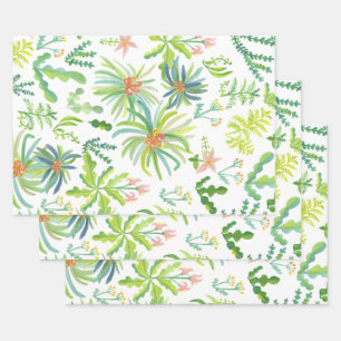 Dschungelgarten Aquarell Botanisch Blumig Geschenkpapier Set