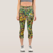 Dschungelgraffiti-Leggings - kühl und energetisch Capri Leggings (Vorderseite)