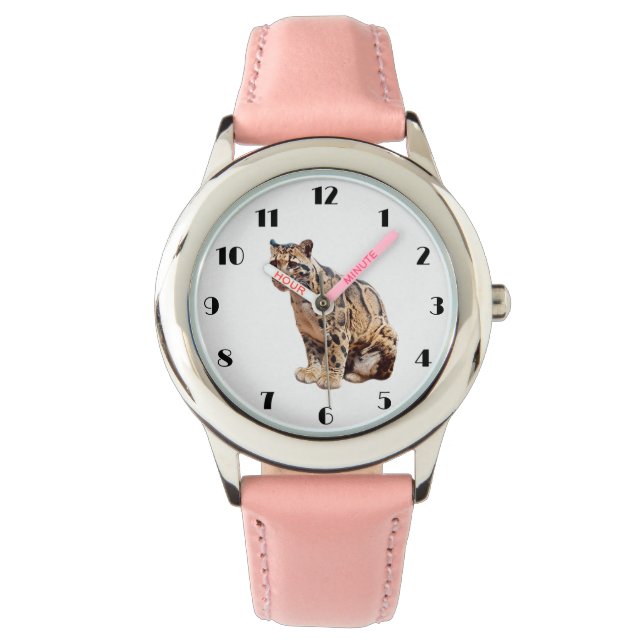 Dschungelkatzentier mit getrübter Leoparde Armbanduhr (Vorderseite)