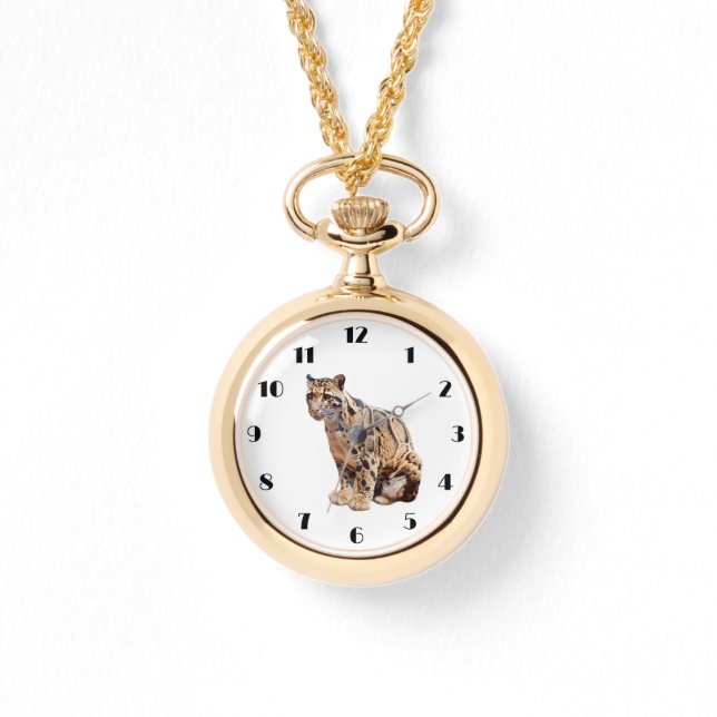 Dschungelkatzentier mit getrübter Leoparde Armbanduhr (Vorderseite)
