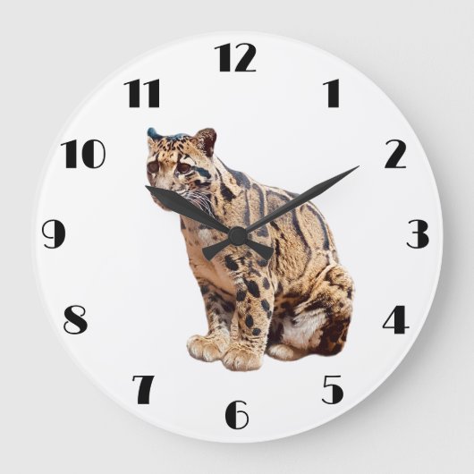Dschungelkatzentier mit getrübter Leoparde Große Wanduhr (Vorderseite)