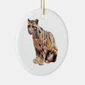 Dschungelkatzentier mit getrübter Leoparde Keramik Ornament (Rechts)