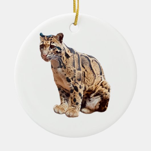 Dschungelkatzentier mit getrübter Leoparde Keramik Ornament (Vorne)