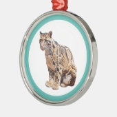 Dschungelkatzentier mit getrübter Leoparde Ornament Aus Metall (Links)