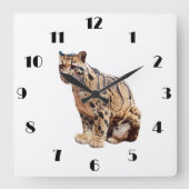 Dschungelkatzentier mit getrübter Leoparde Quadratische Wanduhr (Vorderseite)