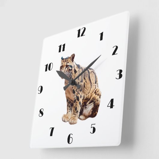 Dschungelkatzentier mit getrübter Leoparde Quadratische Wanduhr (Winkel)