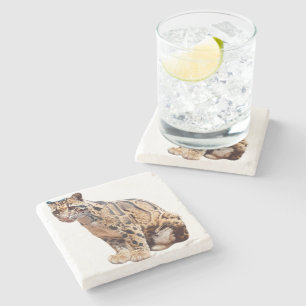 Dschungelkatzentier mit getrübter Leoparde Steinuntersetzer