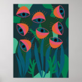 Dschungelkunstdruckaugen Pflanze tropisches grünes Poster (Vorne)