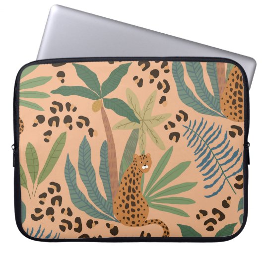 Dschungelleopardprint: Tiernahtloses Muster. Laptopschutzhülle (Vorderseite)