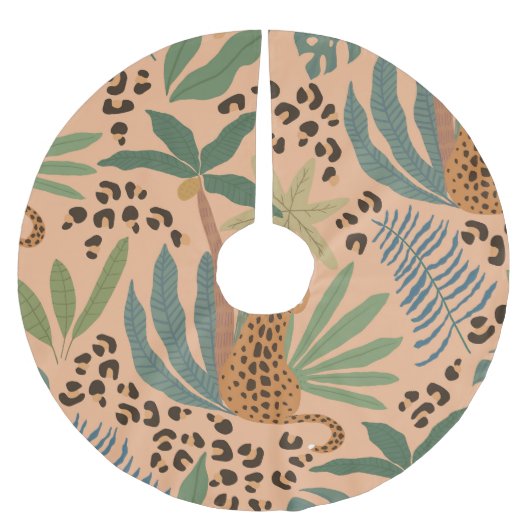 Dschungelleopardprint: Tiernahtloses Muster. Polyester Weihnachtsbaumdecke (Vorderseite)