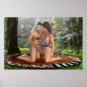 Dschungelmädchen messen sich poster