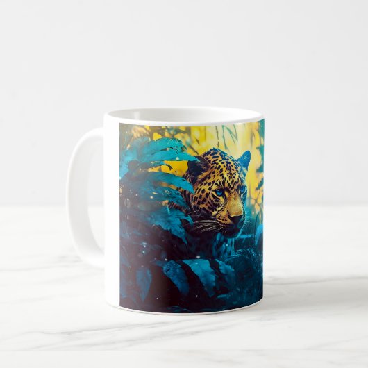 Dschungelmalerei auf einem Leopard Kaffeetasse (Vorderseite Links)
