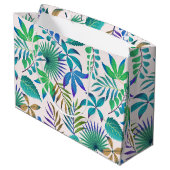 Dschungelmuster-Blätter Große Geschenktüte (Rückseite Schrägansicht)
