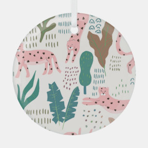 Dschungelmuster, Leopardendruck, Vintag. Ornament Aus Glas