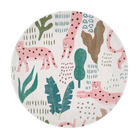 Dschungelmuster, Leopardendruck, Vintag. Schneidebrett (Vorderseite)