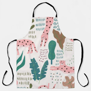 Dschungelmuster, Leopardendruck, Vintag. Schürze