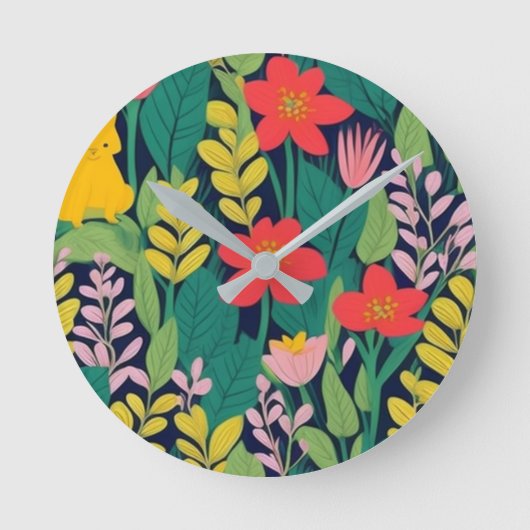 Dschungelmuster Runde Wanduhr (Vorderseite)