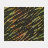Dschungelmuster Zebrastreifen und Pfauenfedern Fleecedecke (Vorderseite (Horizontal))