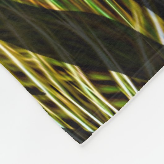 Dschungelmuster Zebrastreifen und Pfauenfedern Fleecedecke (Ecke)