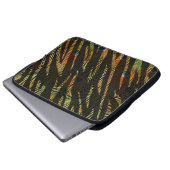 Dschungelmuster Zebrastreifen und Pfauenfedern Laptopschutzhülle (Vorne Knopf)