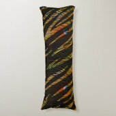 Dschungelmuster Zebrastreifen und Pfauenfedern Seitenschläferkissen (Vorderseite Vertikal)