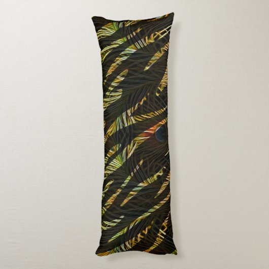 Dschungelmuster Zebrastreifen und Pfauenfedern Seitenschläferkissen (Rückseite (Vertikal))