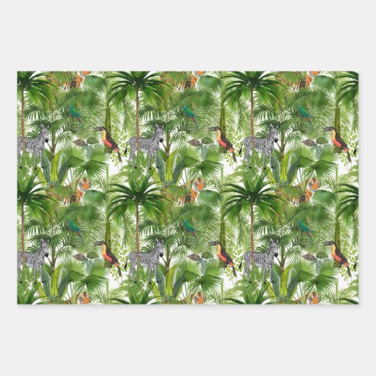 Dschungeln, tropische Tiere, Vögel, Tukane, Papage Geschenkpapier Set (Vorderseite 3)