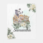 DschungelNiedliche Tiere Monogram Tropische Vegeta Fleecedecke (Vorderseite)