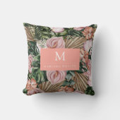 Dschungelpalme Blätter Regenwald Blume rosa grün Kissen (Vorderseite)