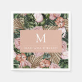 Dschungelpalme Blätter Regenwald Blume rosa grün Serviette (Vorderseite)