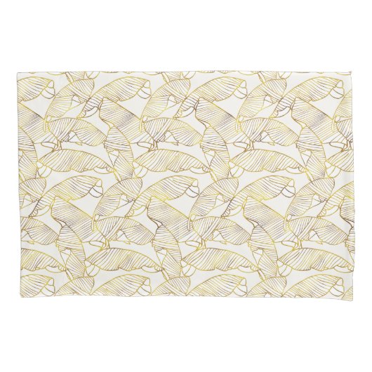 Dschungelpalmgoldfarbene Blätter Musterdecke Kissenbezug (Vorderseite)