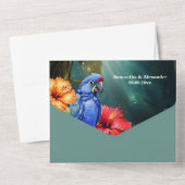 Dschungelpapagei tropische Blume Waldwald All In One Einladung (Rückseite)