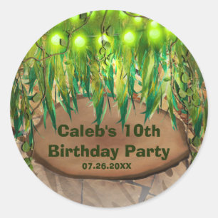 Dschungelparty Blätter & Tierprint Partygeschenke Runder Aufkleber