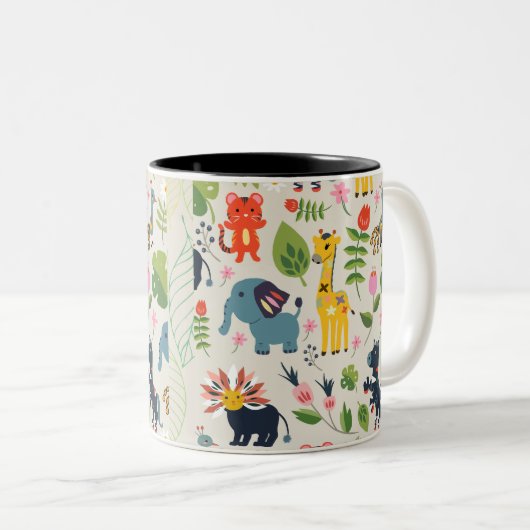 Dschungelpastel Leaf Muster Tasse (VorderseiteRechts)