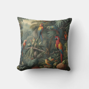 Dschungelplume Scarlet Macaw und Pineapple Luxe Kissen