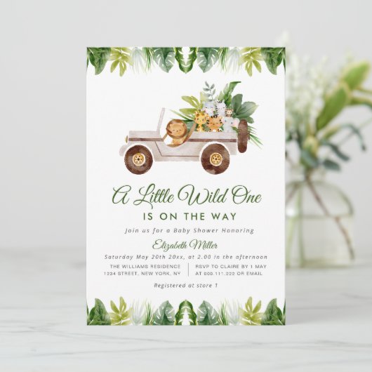 Dschungelsafari-Baby-Dusche Einladung (Stehend Vorderseite)