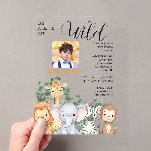 Dschungelsafari "Es wird wild" Baby Shower Acryleinladungen