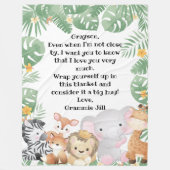 Dschungelsafari Tiere - Hinweis Fleecedecke (Vorderseite)