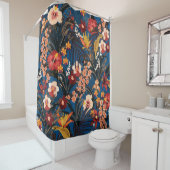 Dschungelschick: Dunkelblau exotisch. Duschvorhang (Beispiel)