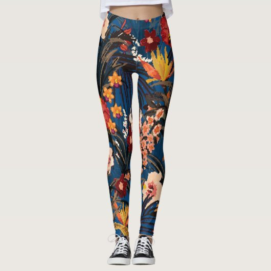 Dschungelschick: Dunkelblau exotisch. Leggings (Vorderseite)