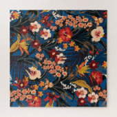Dschungelschick: Dunkelblau exotisch. Puzzle (Horizontal)