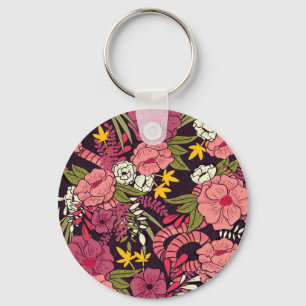 Dschungelschlangen, tropische Blume, Vintages Must Schlüsselanhänger