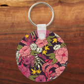 Dschungelschlangen, tropische Blume, Vintages Must Schlüsselanhänger (Rückseite)