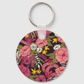 Dschungelschlangen, tropische Blume, Vintages Must Schlüsselanhänger (Rückseite)