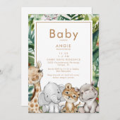 Dschungeltierdusche Einladung (Vorne/Hinten)